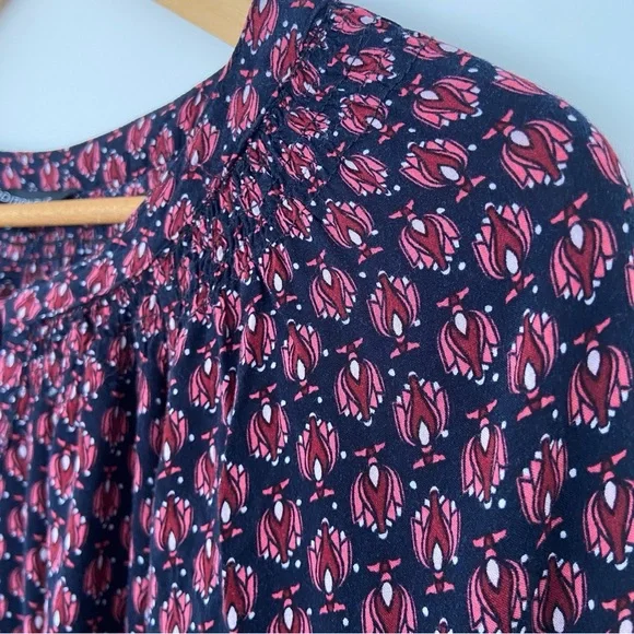 ADDITION ELLE NAVY/RED/PINK 100% RAYON GEOMETRIC PRINT BLOUSE W/TIE NECKLINE, 18 - Picture 9 of 12
